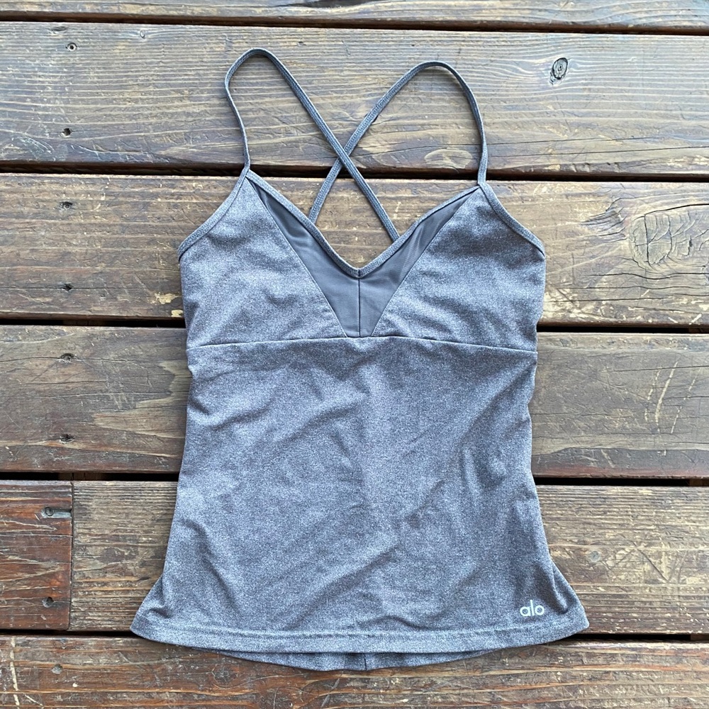 Alo yoga long sports bra workout strap back top